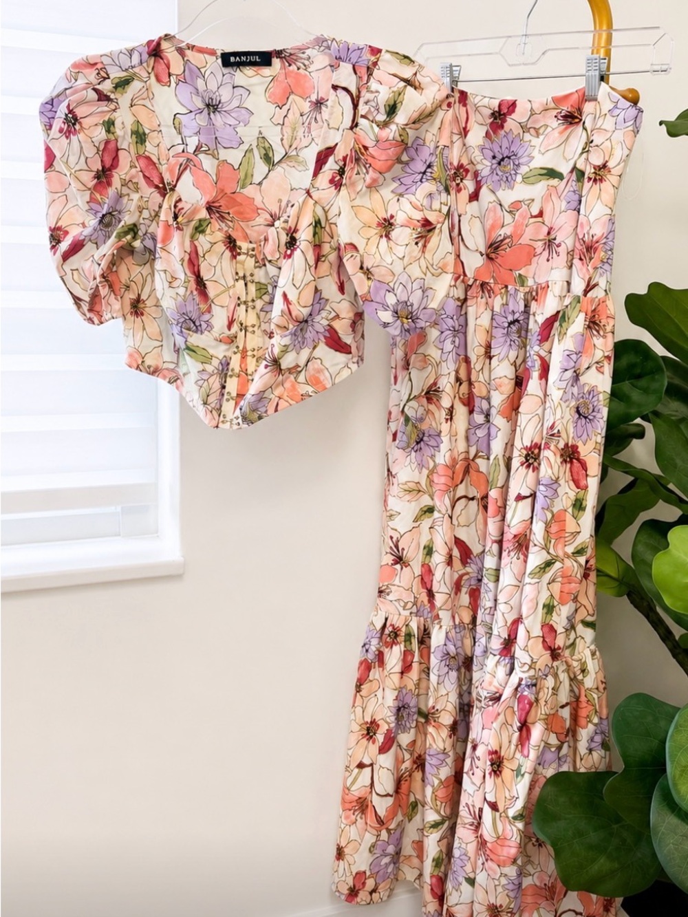 NWT boutique floral two-piece set corset top and maxi skirt romantic cottagecore - Picture 3 of 3